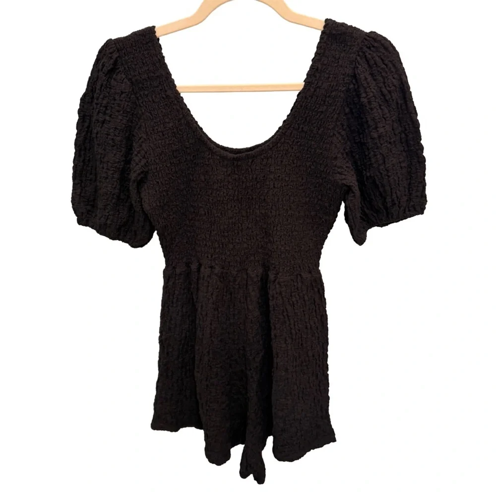 Saltwater Luxe Black Smocked Romper - Picture 4 of 6